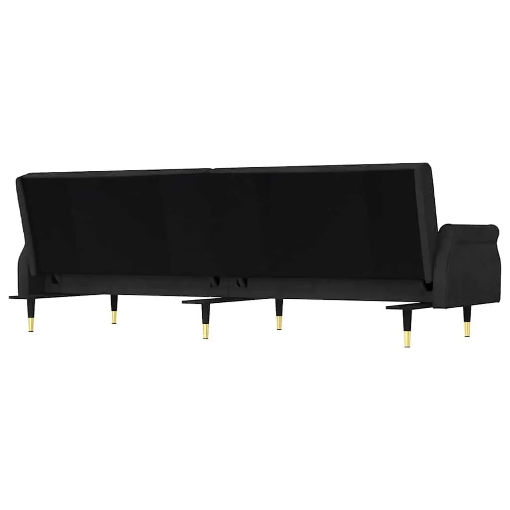 Sofa Bed Velvet Black Adjustable Backrest Couch