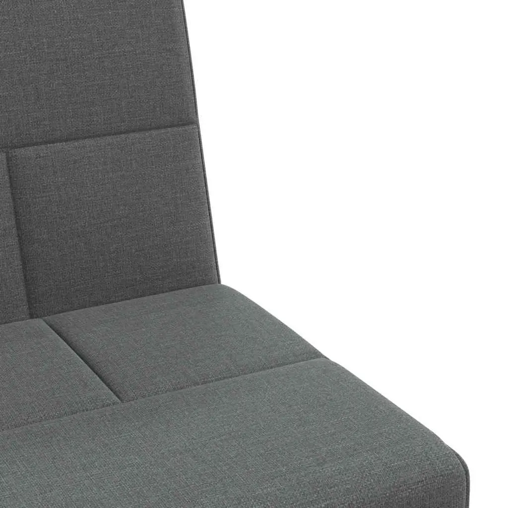 Sofa Bed Grey Fabric Adjustable Backrest Cup Holders Foldable Tea Table Sleeper