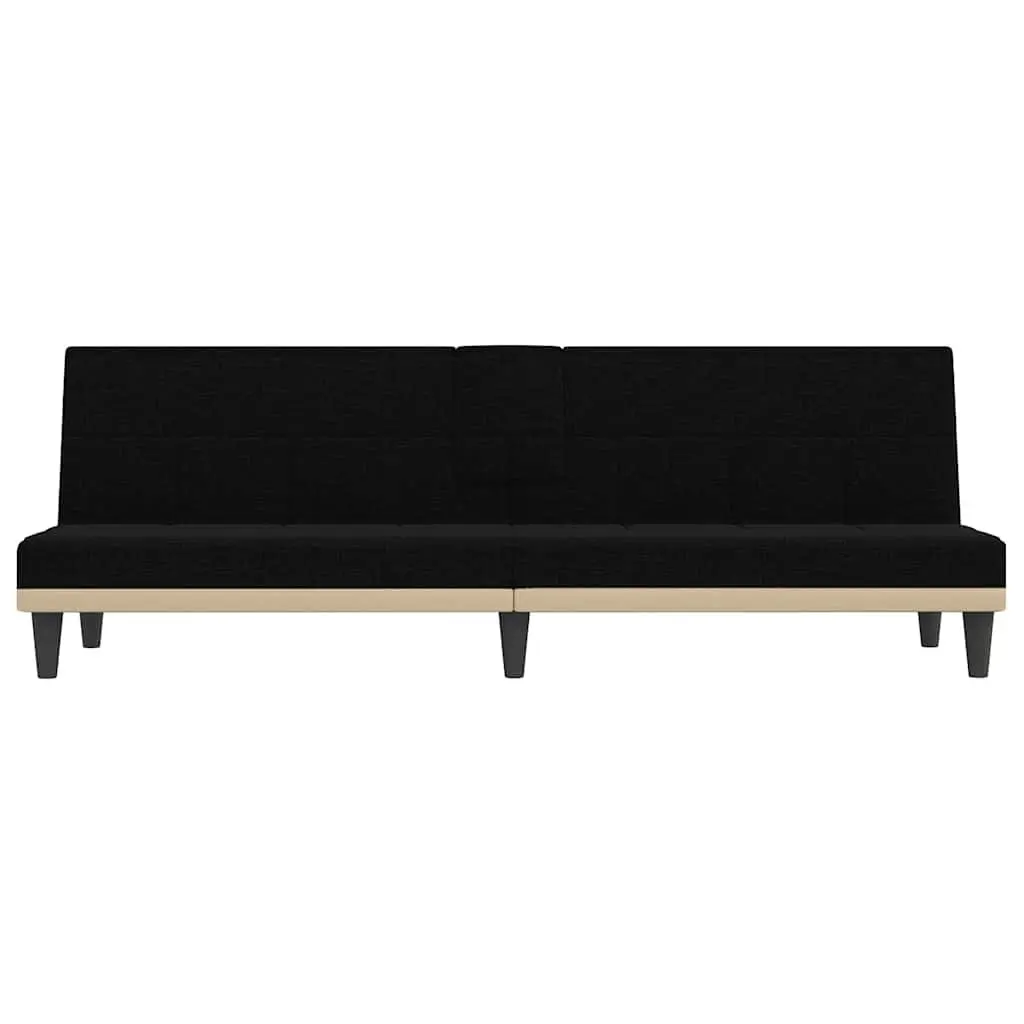Black Fabric Sofa Bed with Adjustable Backrest Foldable Tea Table USB Charging and Cup Holders