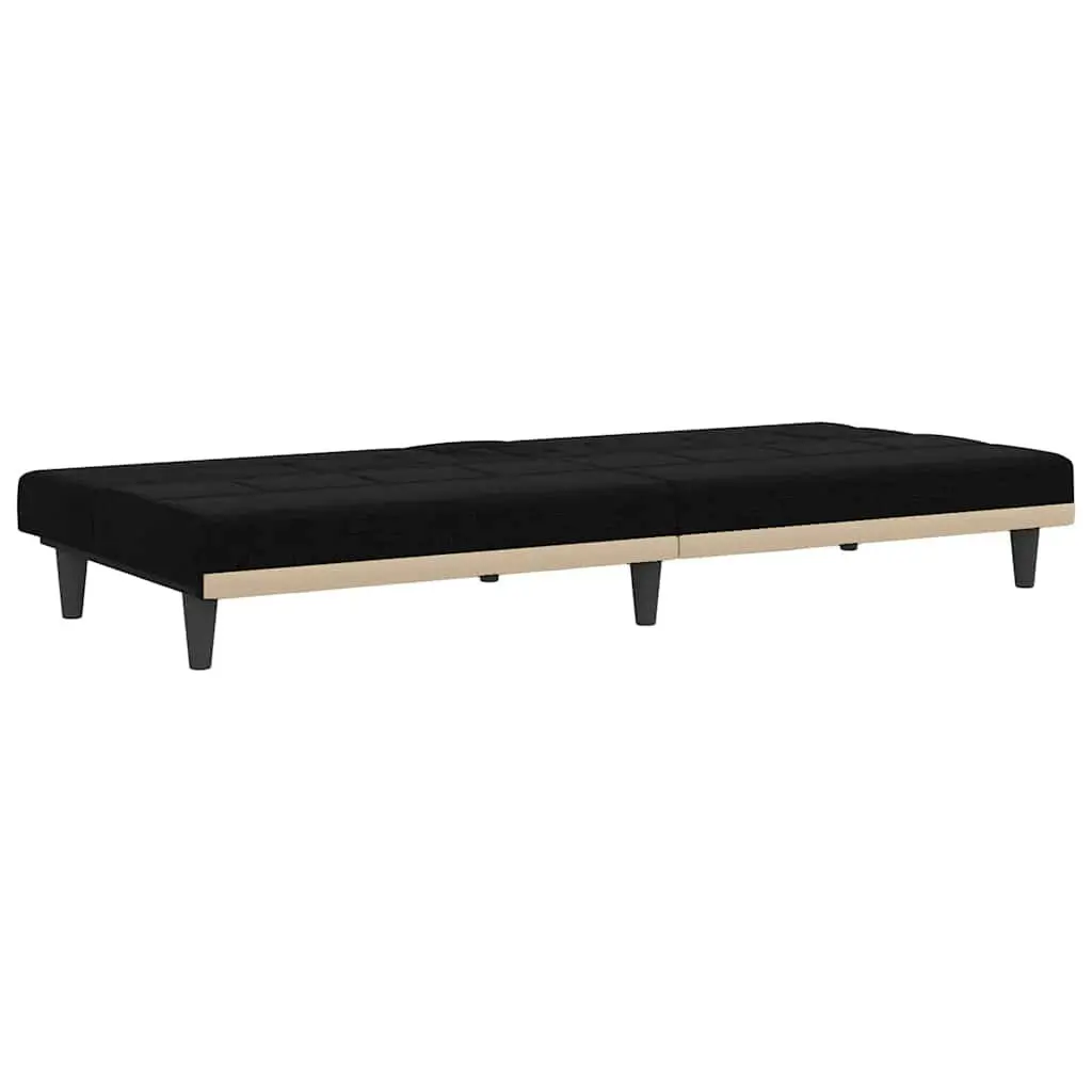 Black Fabric Sofa Bed with Adjustable Backrest Foldable Tea Table USB Charging and Cup Holders