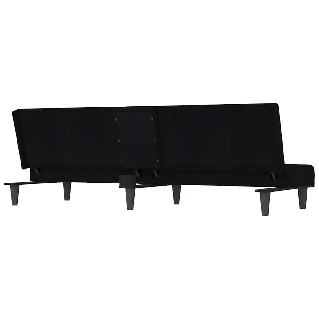 Black Fabric Sofa Bed with Adjustable Backrest Foldable Tea Table USB Charging and Cup Holders