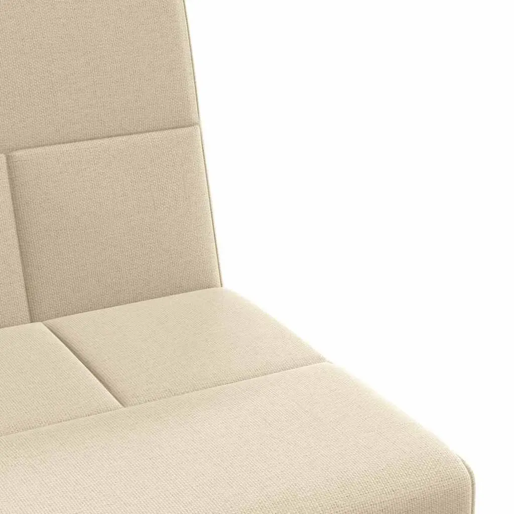 Sofa Bed Cream Fabric Adjustable Backrest with Cup Holders Plywood Frame Sleeper Couch with Foldable Tea Table