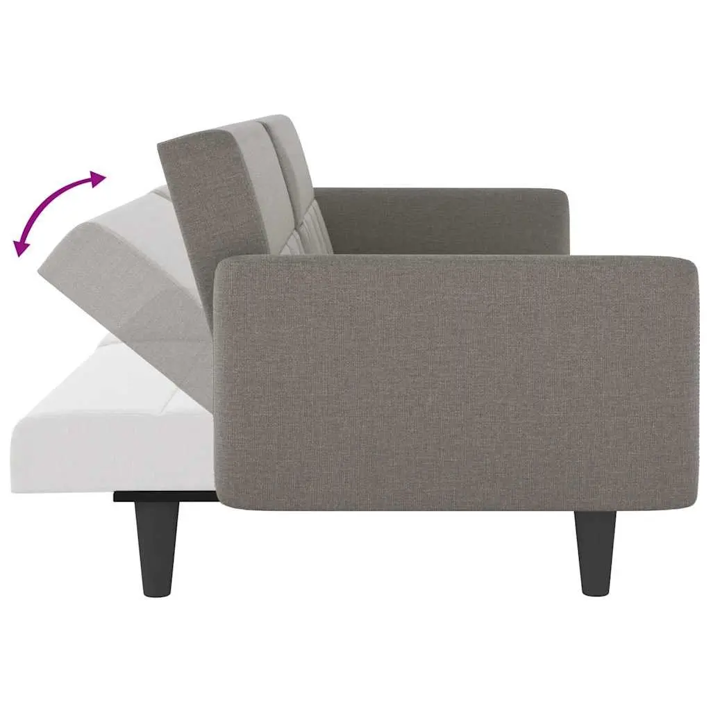 Sofa Bed Adjustable Backrest Plywood Frame Taupe Fabric