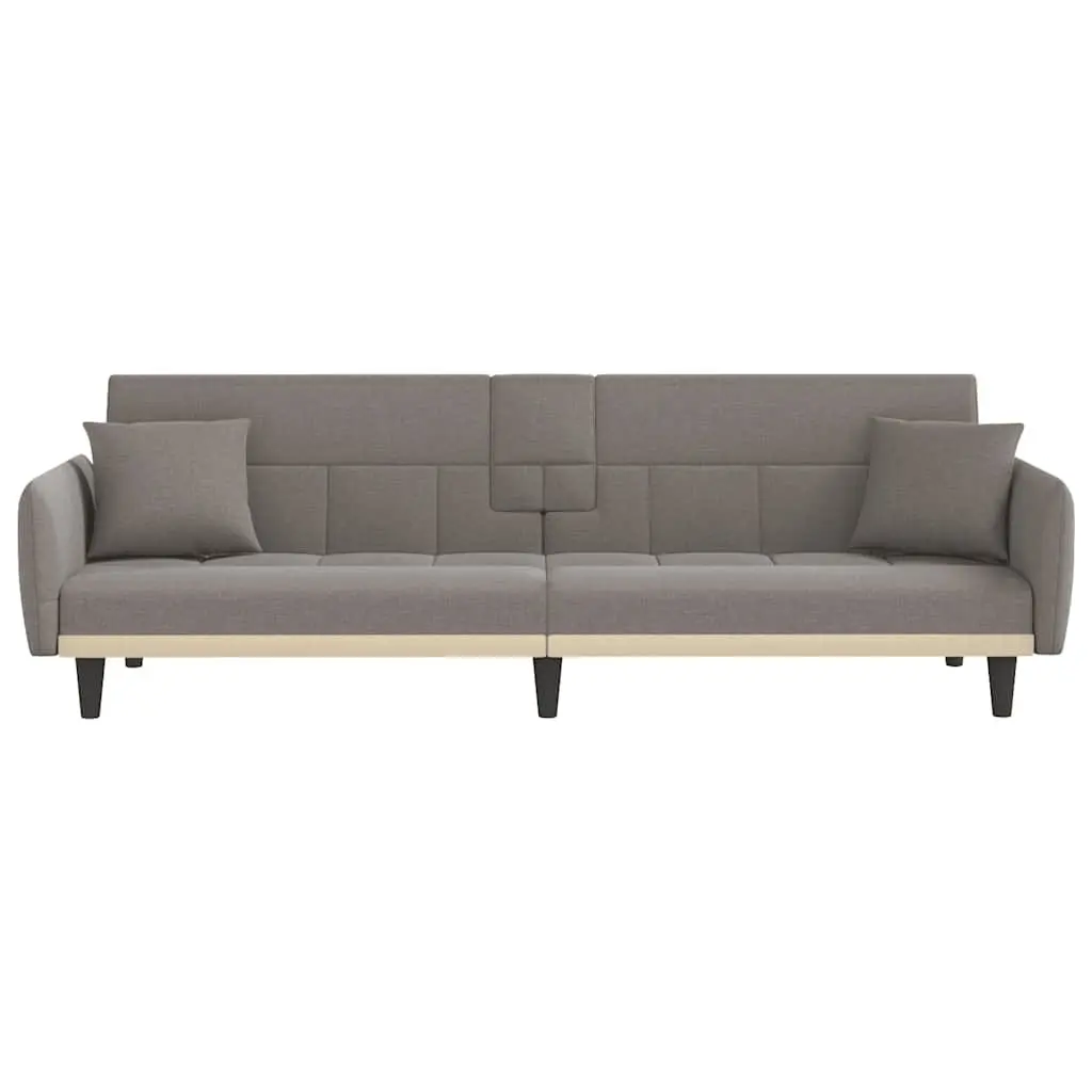 Sofa Bed Adjustable Backrest Plywood Frame Taupe Fabric