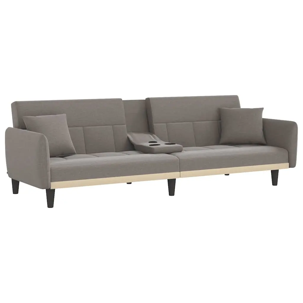 Sofa Bed Adjustable Backrest Plywood Frame Taupe Fabric