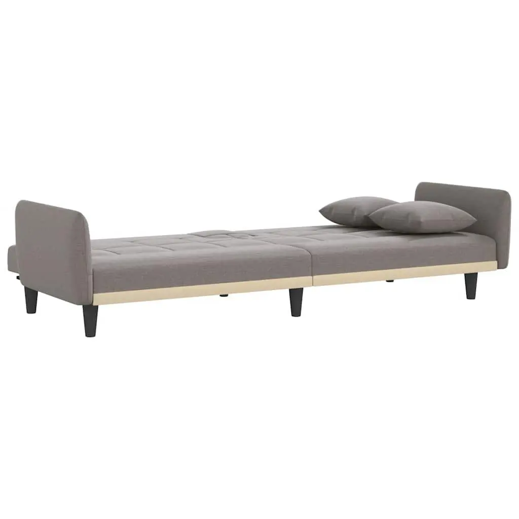 Sofa Bed Adjustable Backrest Plywood Frame Taupe Fabric