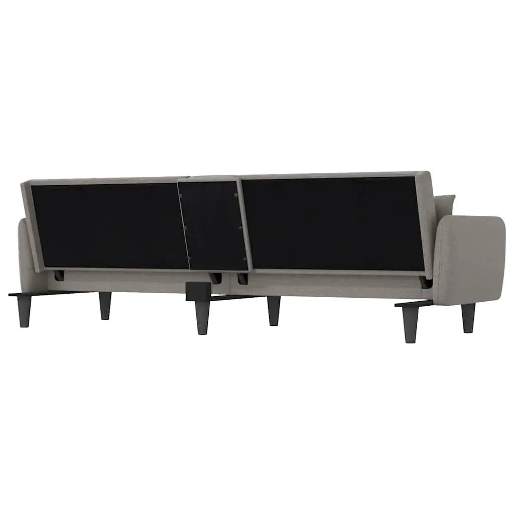 Sofa Bed Adjustable Backrest Plywood Frame Taupe Fabric