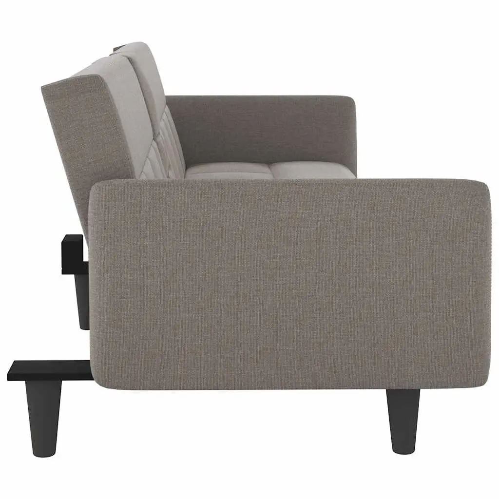 Sofa Bed Adjustable Backrest Plywood Frame Taupe Fabric