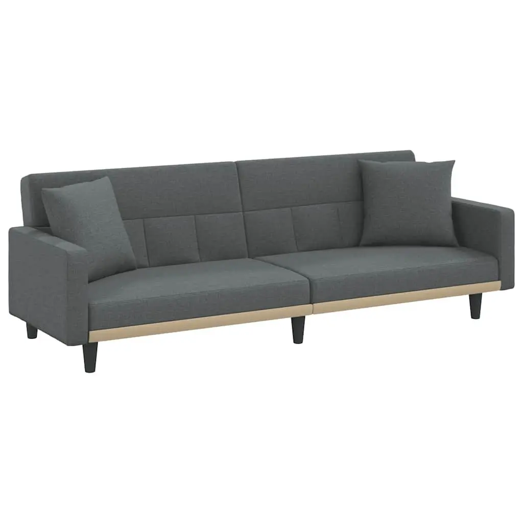 Grey Fabric Sofa Bed with Cushions Adjustable Backrest for Living Room and Guest Accommodation