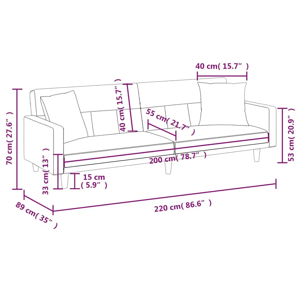 Grey Fabric Sofa Bed with Cushions Adjustable Backrest for Living Room and Guest Accommodation