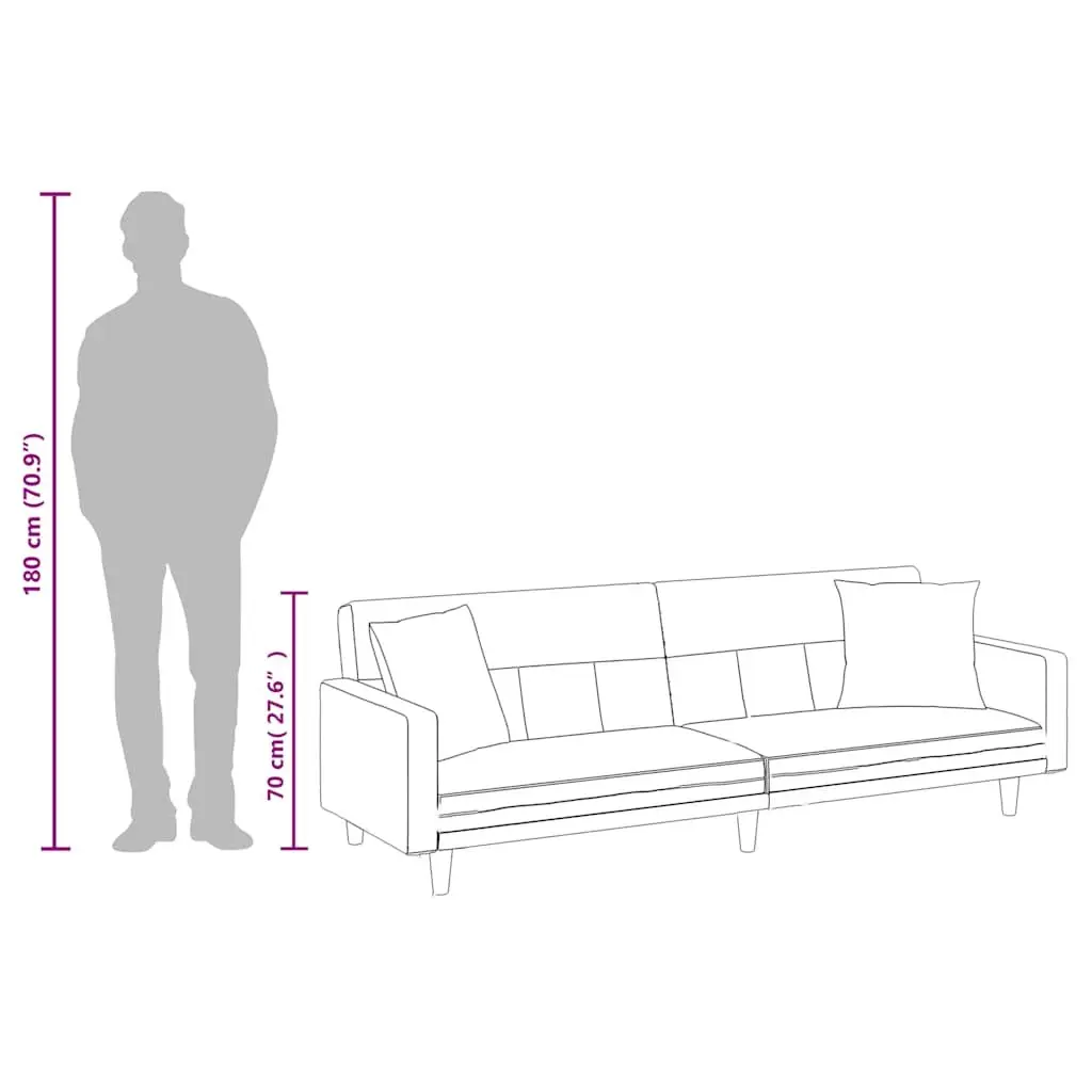 Grey Fabric Sofa Bed with Cushions Adjustable Backrest for Living Room and Guest Accommodation