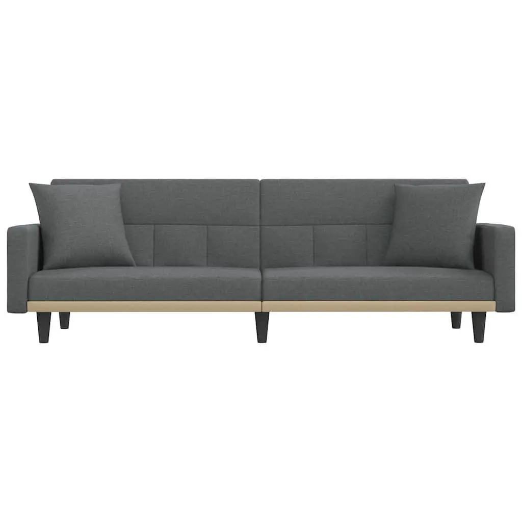 Grey Fabric Sofa Bed with Cushions Adjustable Backrest for Living Room and Guest Accommodation