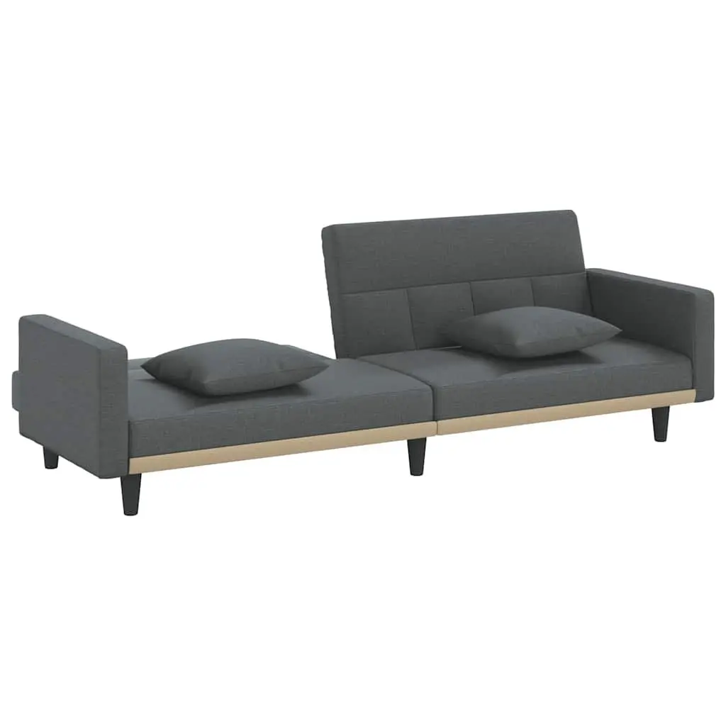 Grey Fabric Sofa Bed with Cushions Adjustable Backrest for Living Room and Guest Accommodation