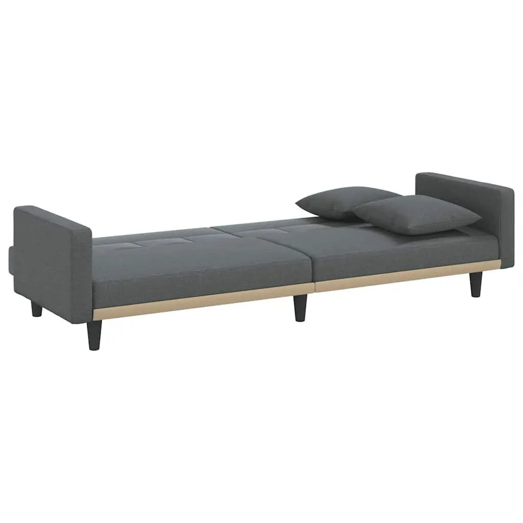 Grey Fabric Sofa Bed with Cushions Adjustable Backrest for Living Room and Guest Accommodation