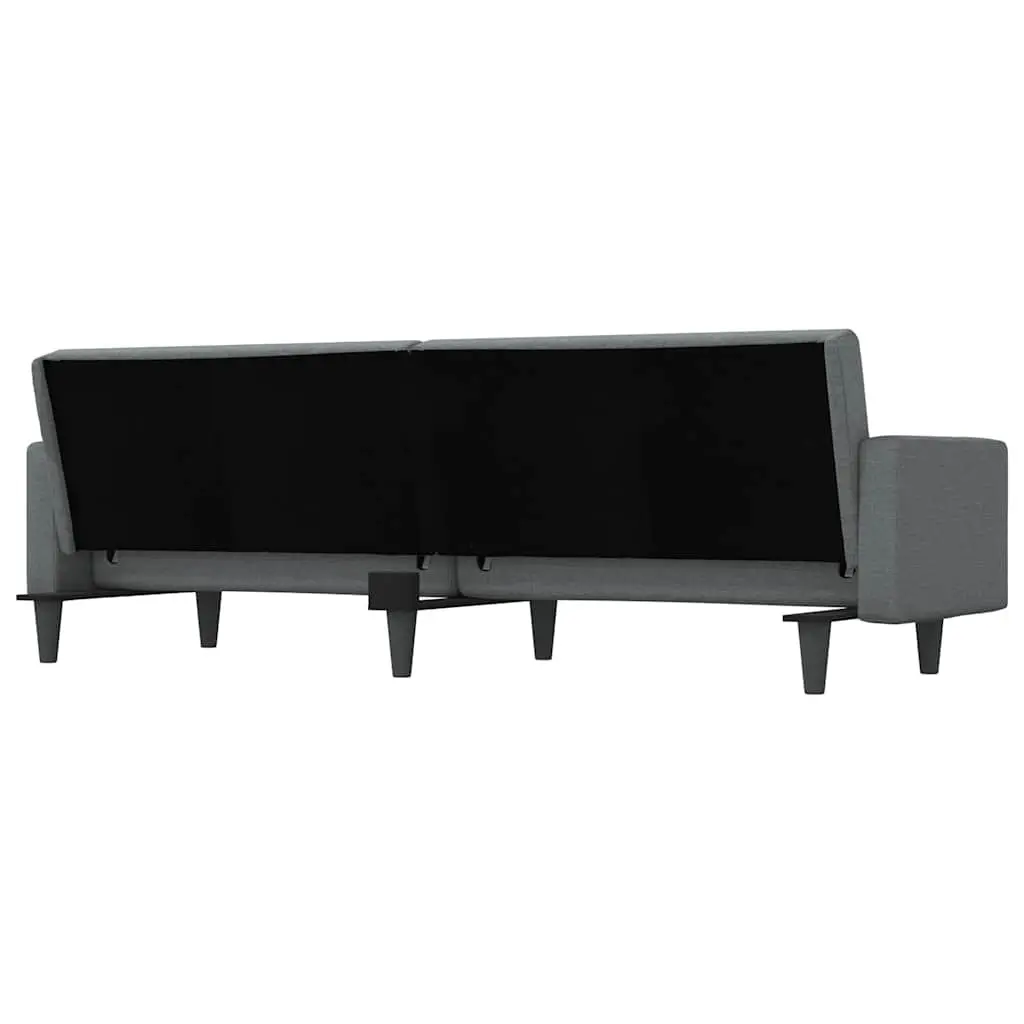 Grey Fabric Sofa Bed with Cushions Adjustable Backrest for Living Room and Guest Accommodation