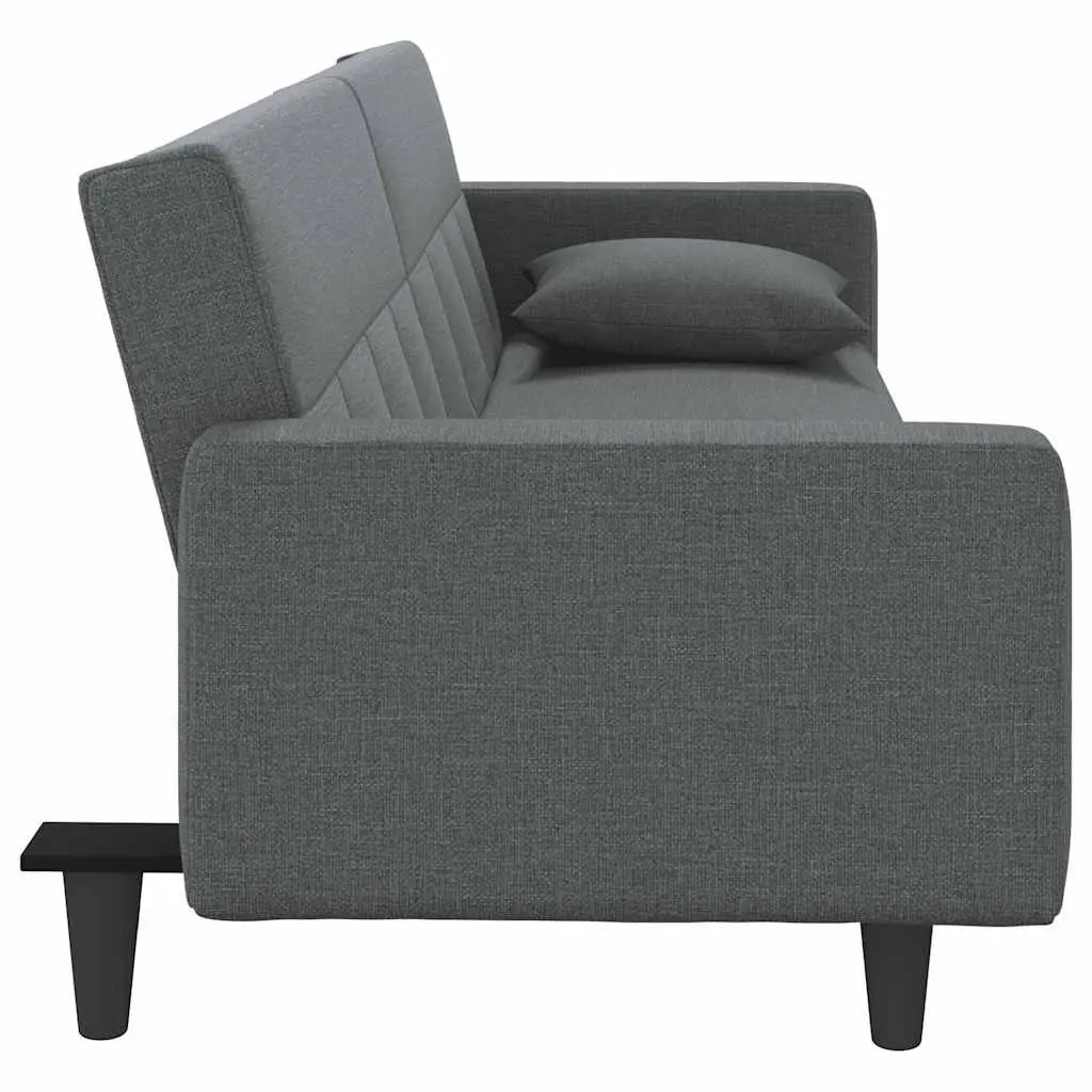 Grey Fabric Sofa Bed with Cushions Adjustable Backrest for Living Room and Guest Accommodation