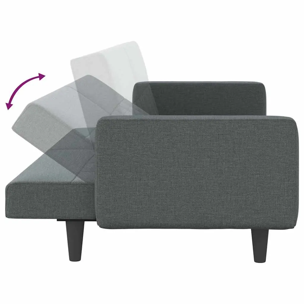 Grey Fabric Sofa Bed with Cushions Adjustable Backrest for Living Room and Guest Accommodation