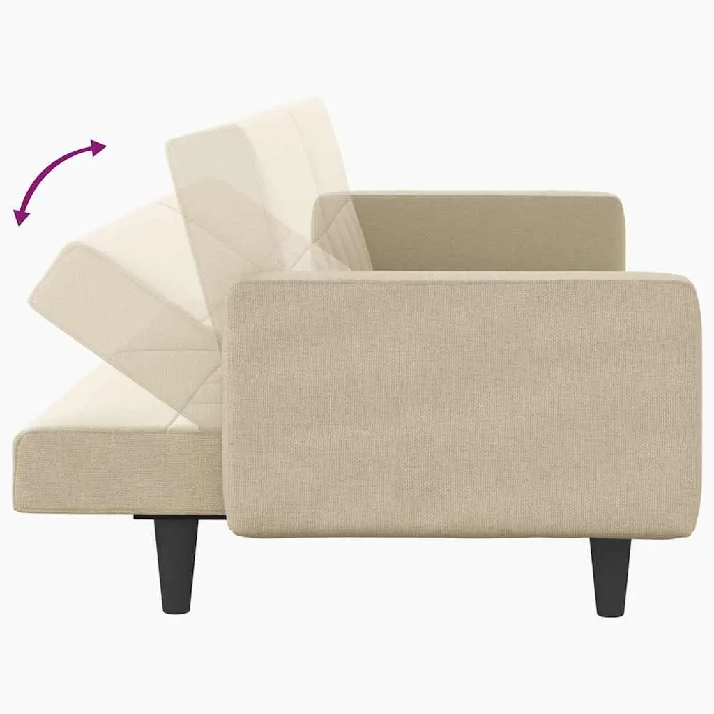 Sofa Bed with Cushions Cream Fabric Adjustable Backrest Sleeper Couch Day Bed