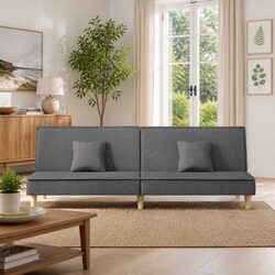 Practical Grey Fabric Sofa Bed for Guests