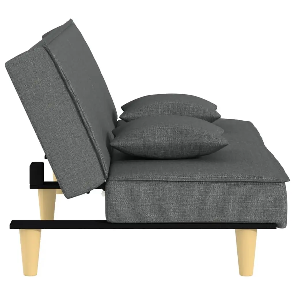 Sofa Bed Fabric Grey Adjustable Backrest Sleeper Couch