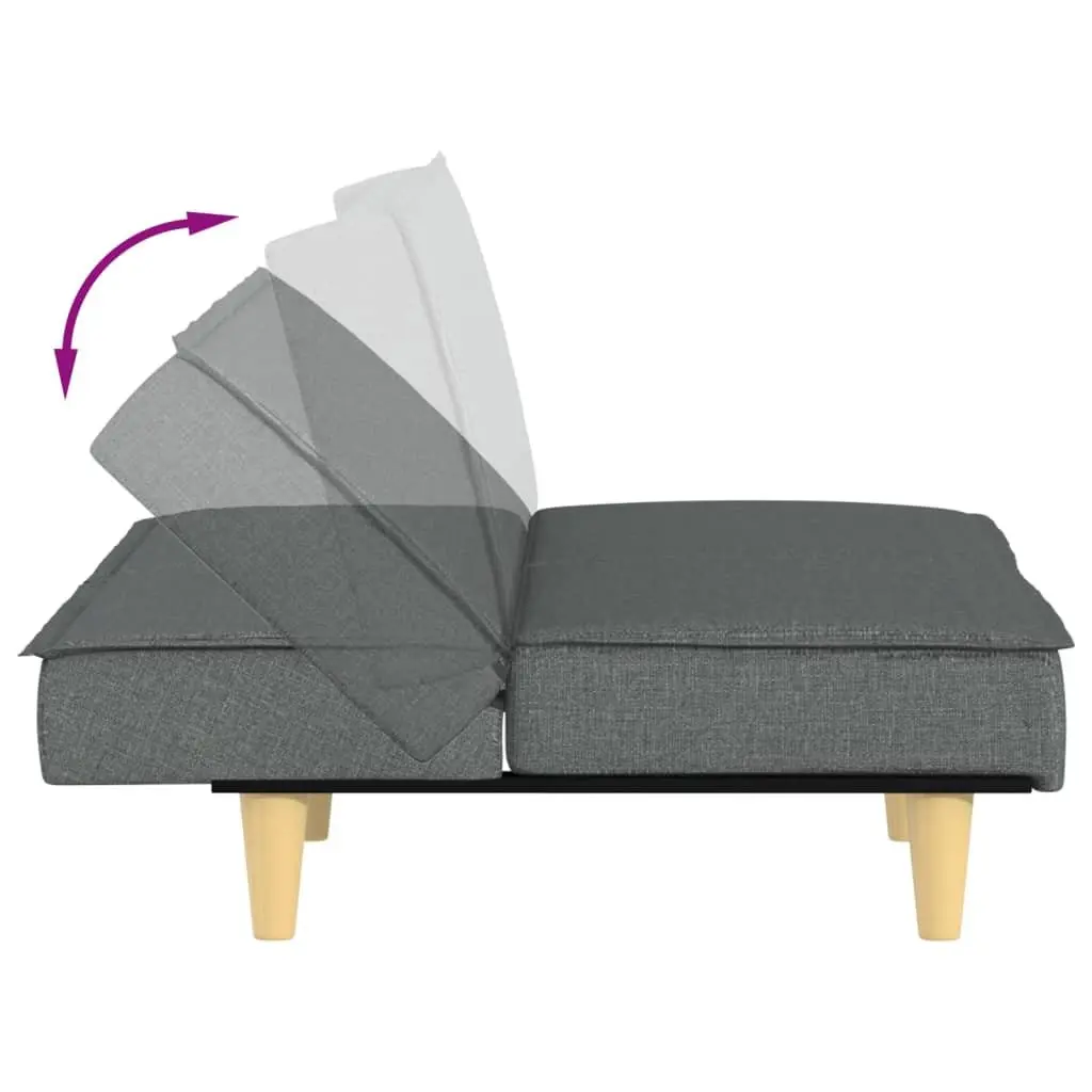 Sofa Bed Fabric Grey Adjustable Backrest Sleeper Couch