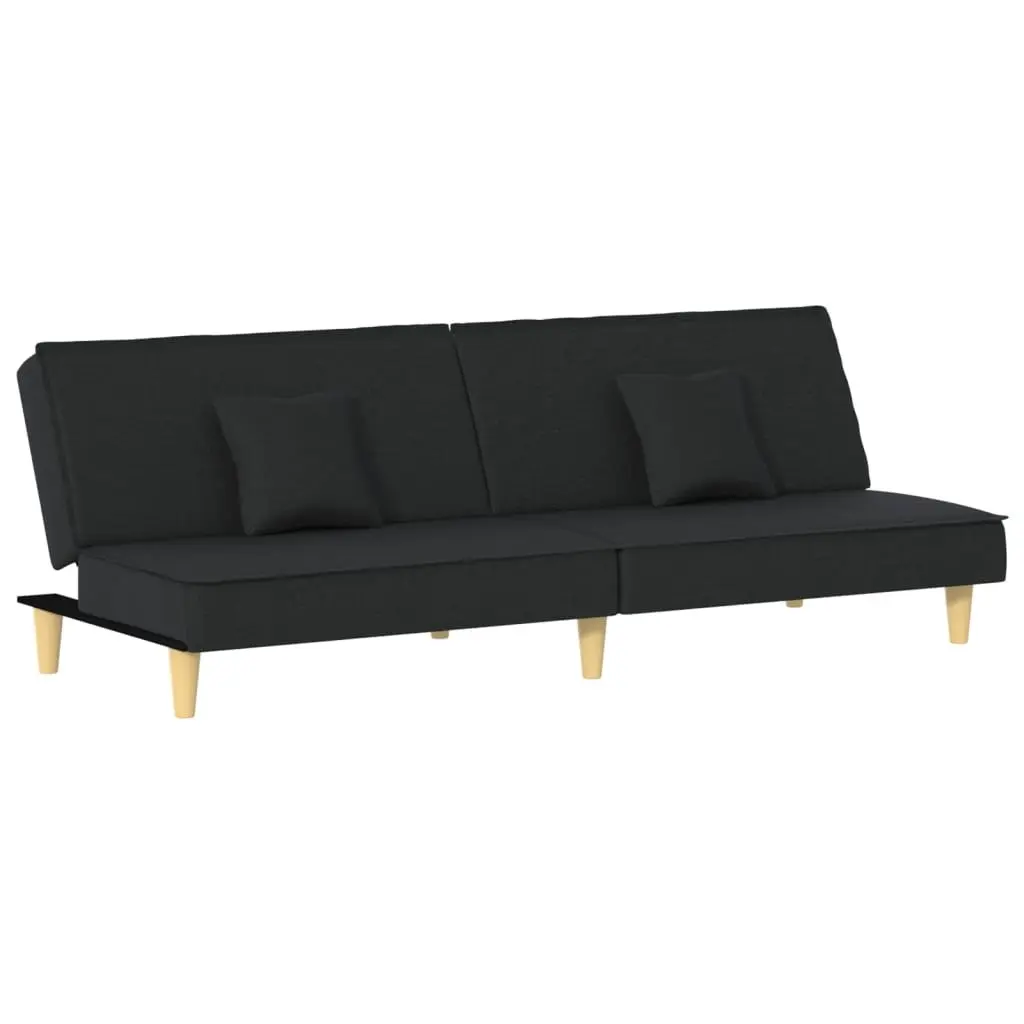 Sofa Bed Black Fabric Adjustable Backrest Sleeper Couch Guest Bedroom Furniture