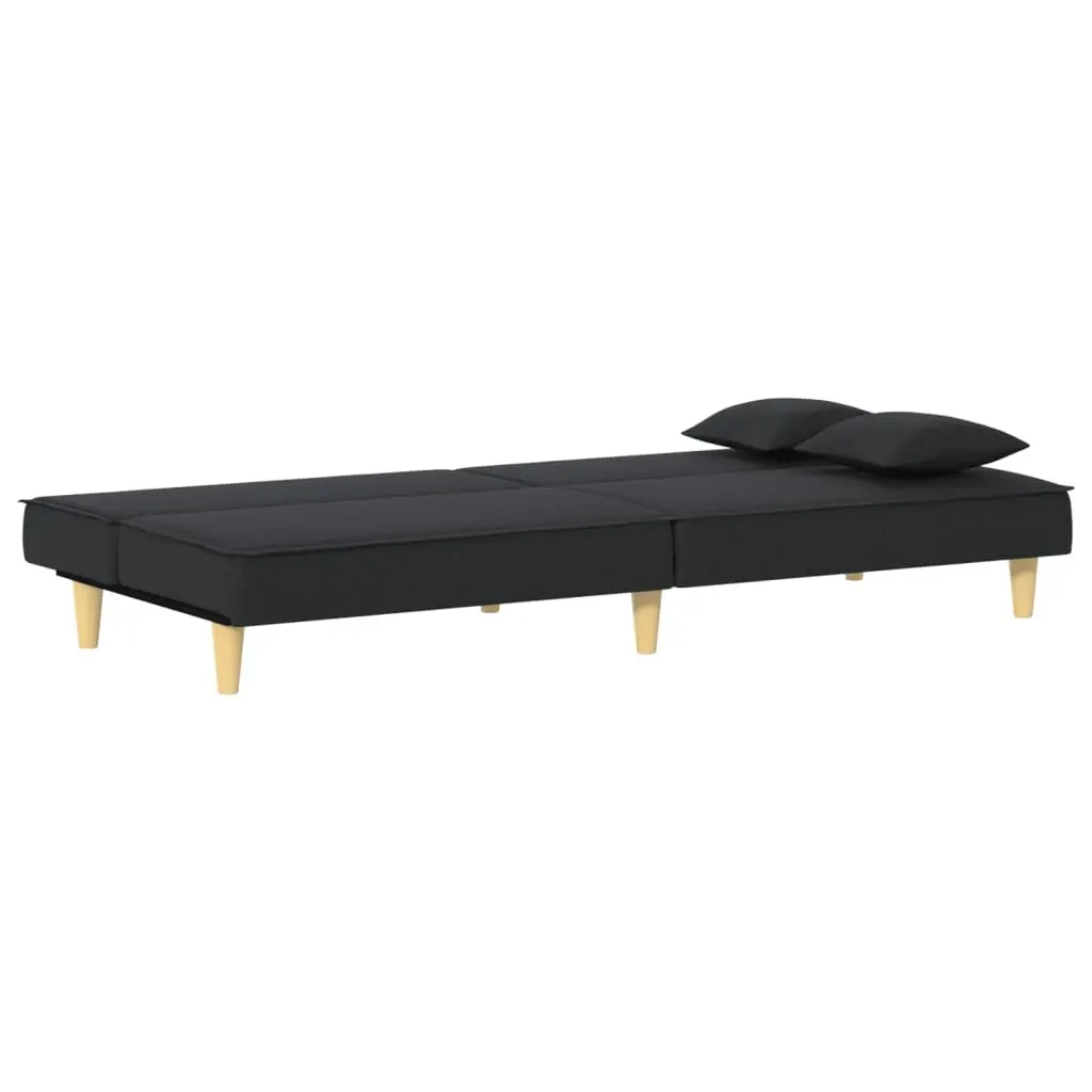 Sofa Bed Black Fabric Adjustable Backrest Sleeper Couch Guest Bedroom Furniture
