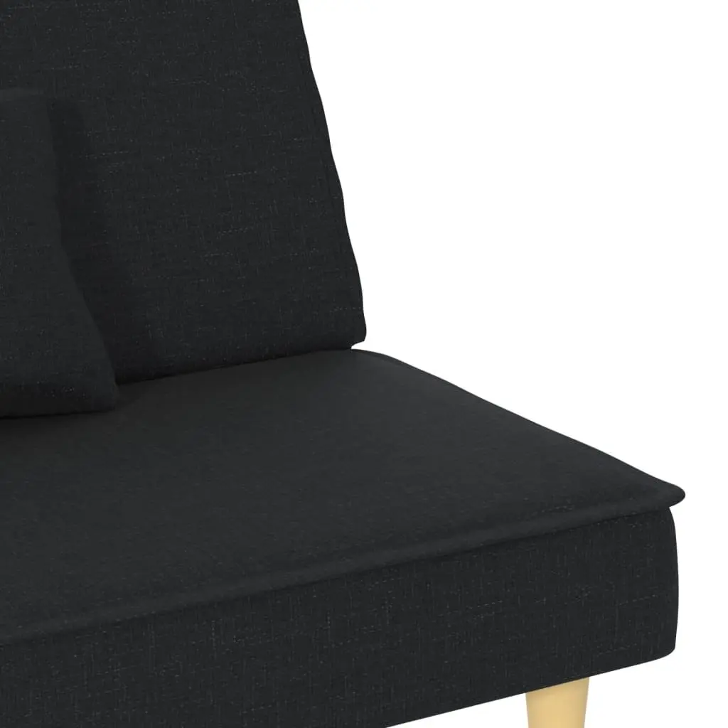 Sofa Bed Black Fabric Adjustable Backrest Sleeper Couch Guest Bedroom Furniture