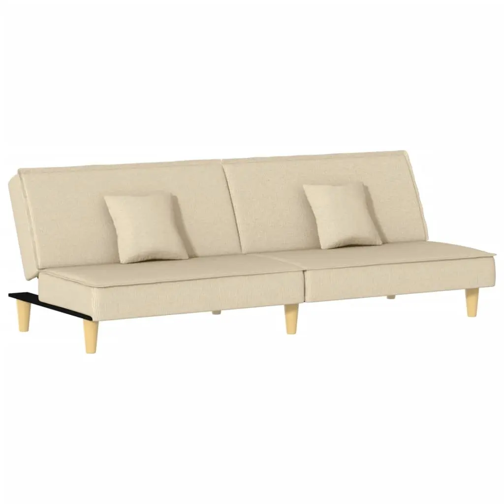 Sofa Bed Fabric Cream Adjustable Backrest Sleeper Couch