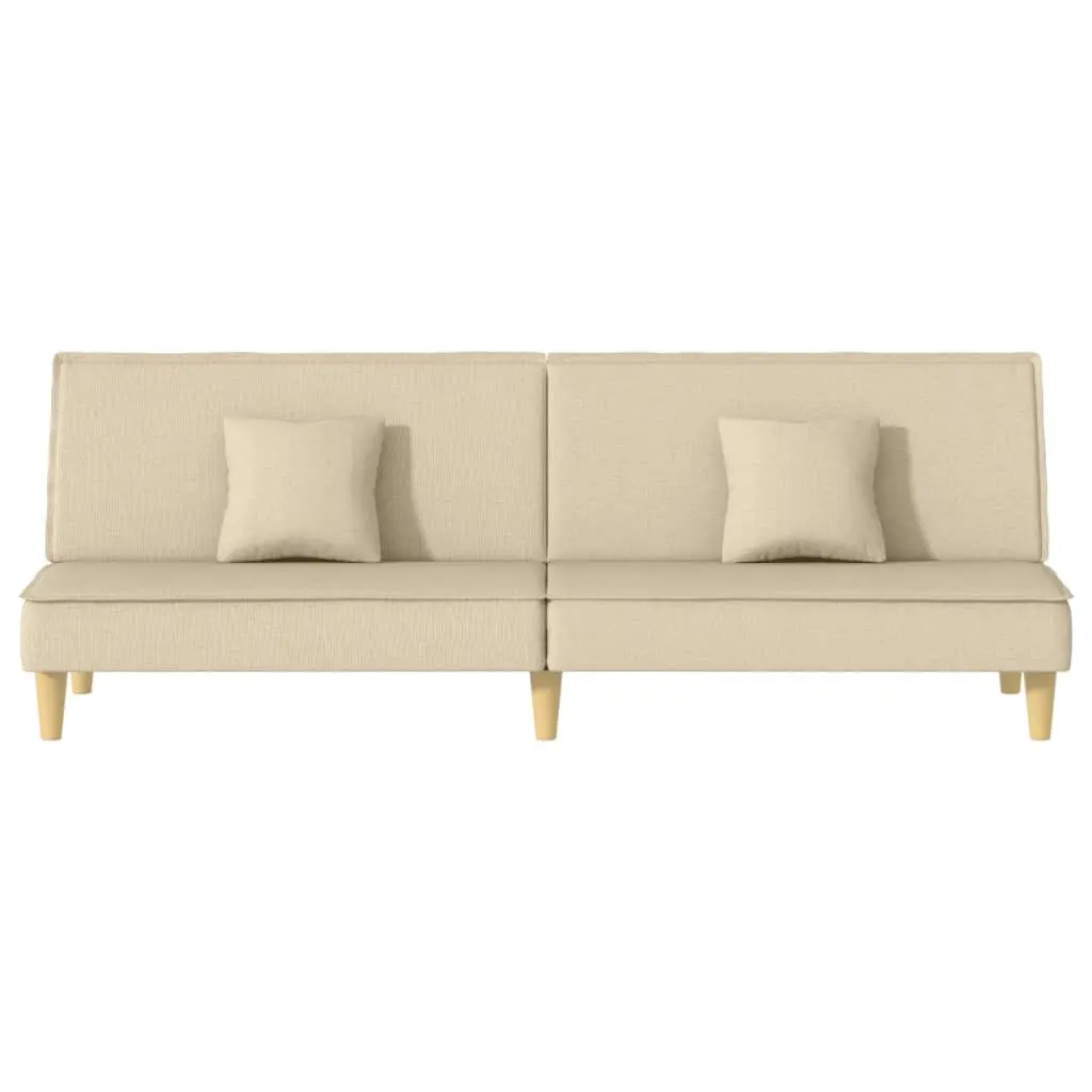 Sofa Bed Fabric Cream Adjustable Backrest Sleeper Couch