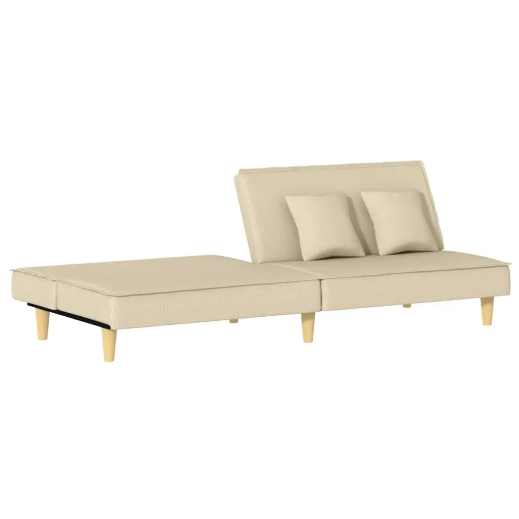 Sofa Bed Fabric Cream Adjustable Backrest Sleeper Couch