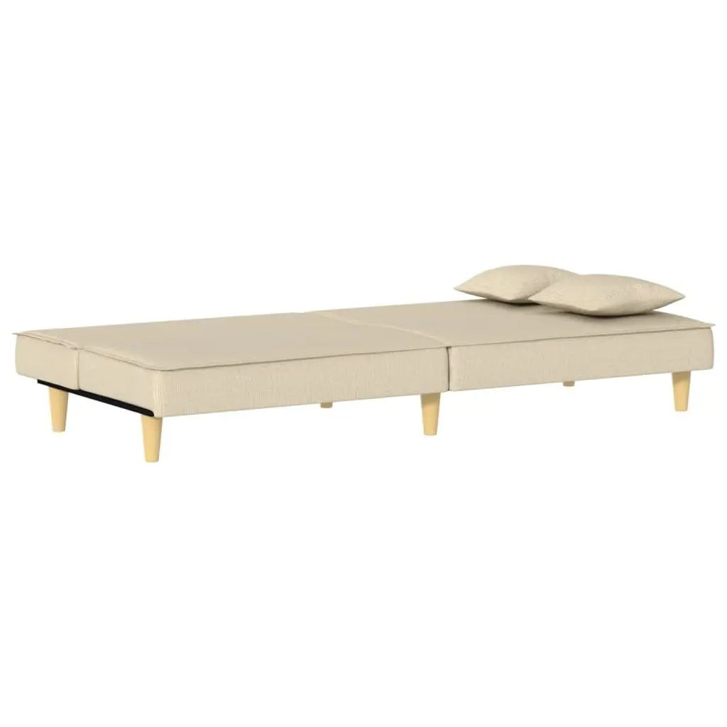 Sofa Bed Fabric Cream Adjustable Backrest Sleeper Couch