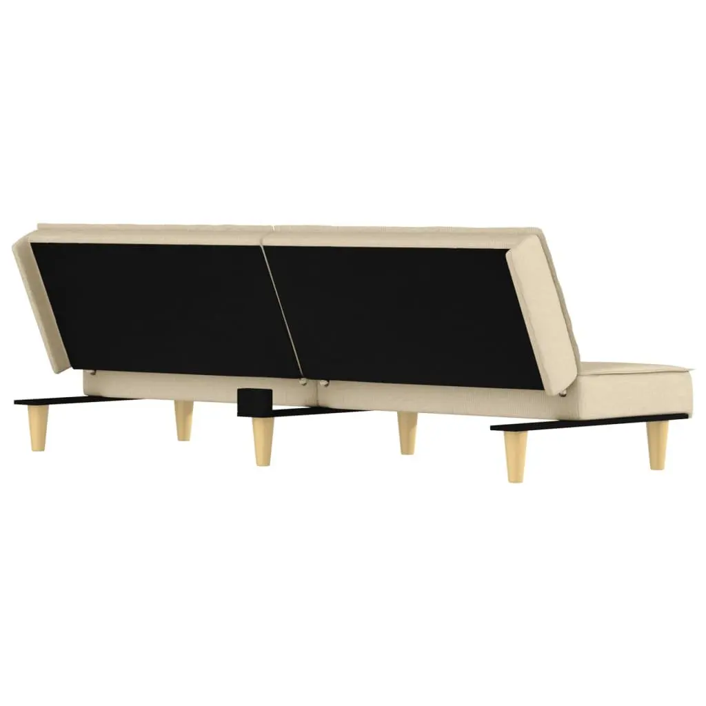 Sofa Bed Fabric Cream Adjustable Backrest Sleeper Couch