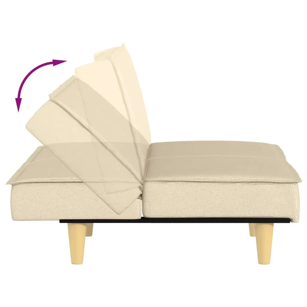 Sofa Bed Fabric Cream Adjustable Backrest Sleeper Couch
