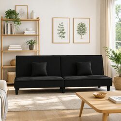 Practical Black Velvet Sofa Bed for Daily Use