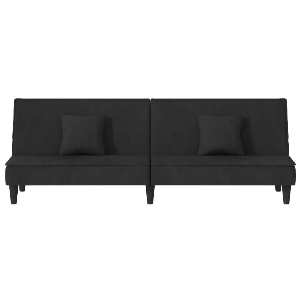 Sofa Bed Velvet Black Adjustable Backrest Sleeper Couch