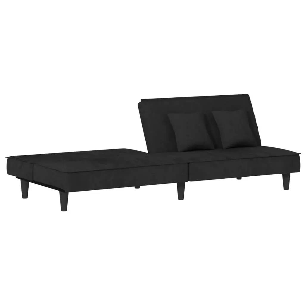 Sofa Bed Velvet Black Adjustable Backrest Sleeper Couch