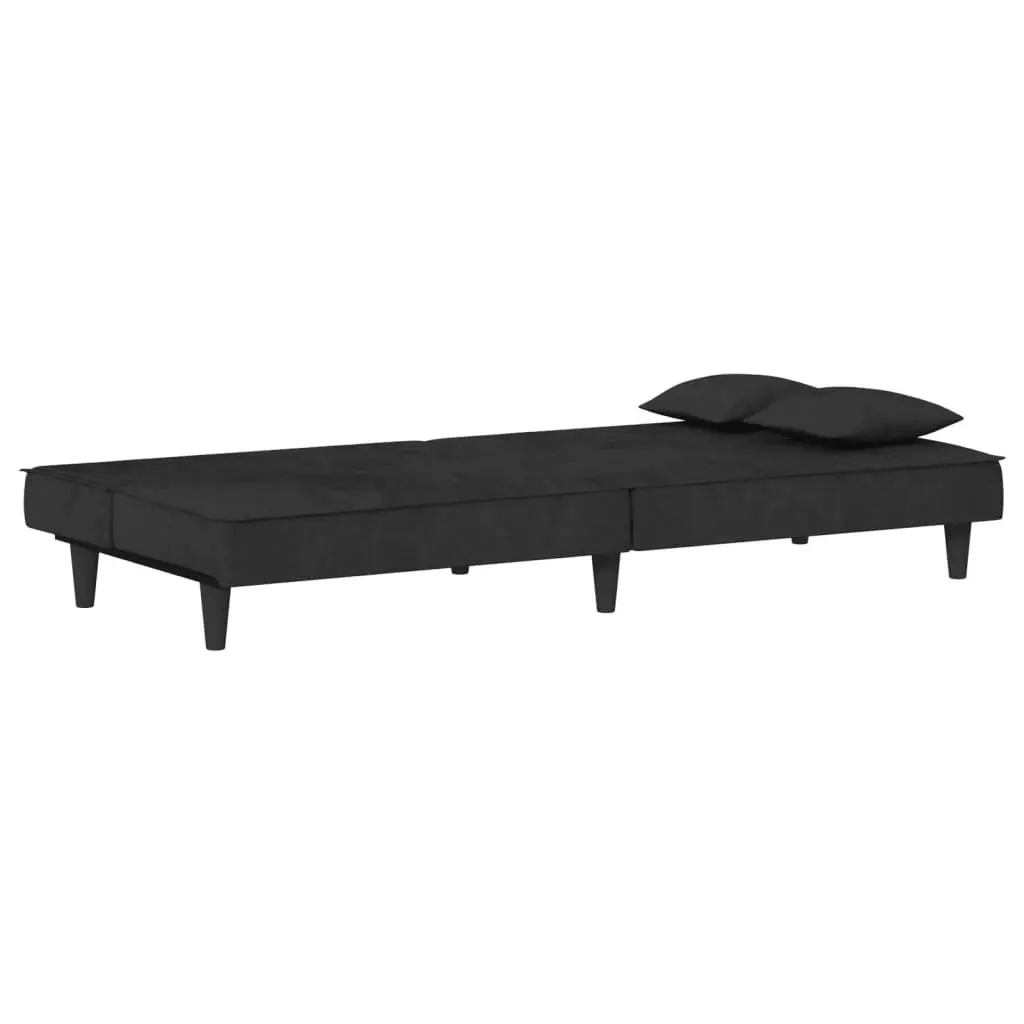 Sofa Bed Velvet Black Adjustable Backrest Sleeper Couch