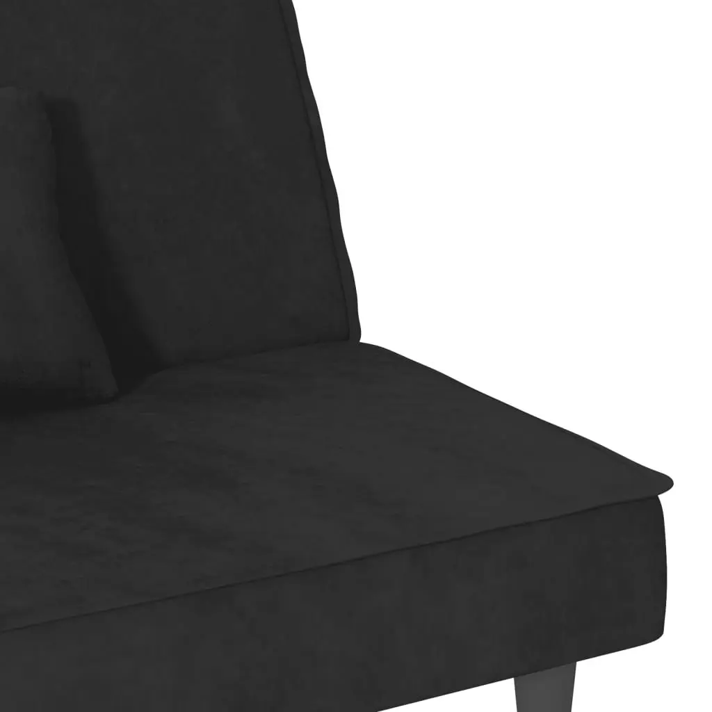 Sofa Bed Velvet Black Adjustable Backrest Sleeper Couch