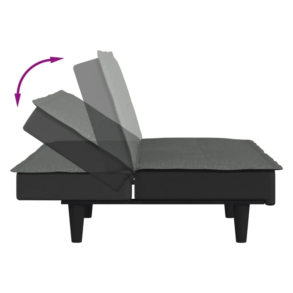 Sofa Bed Fabric Grey Adjustable Backrest Sleeper Couch