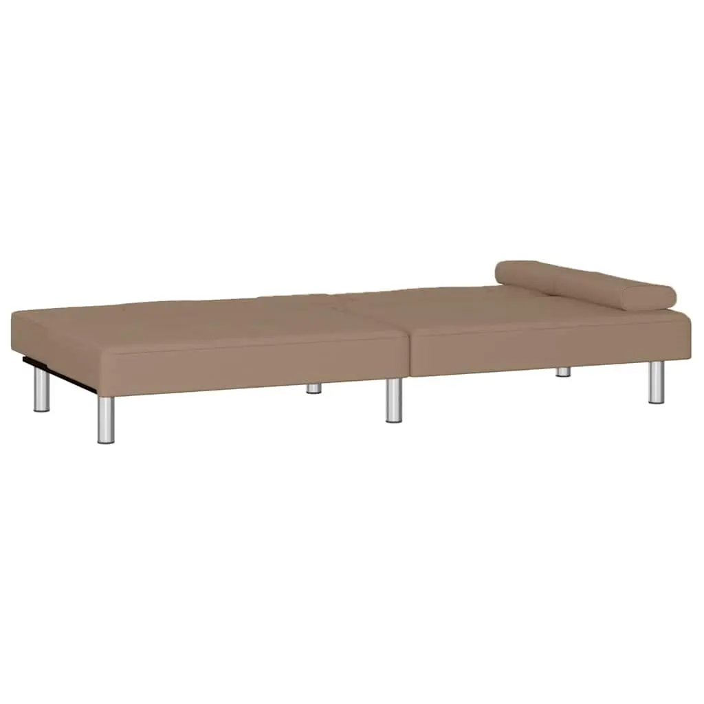Sofa Bed Faux Leather Adjustable Backrest Brown
