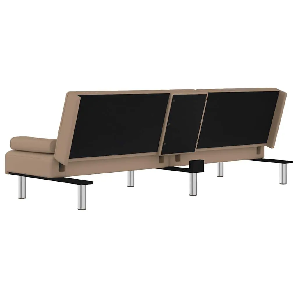 Sofa Bed Faux Leather Adjustable Backrest Brown