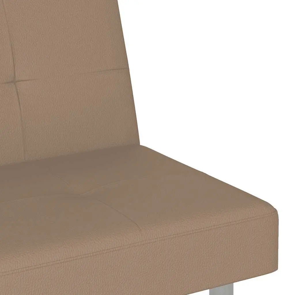 Sofa Bed Faux Leather Adjustable Backrest Brown