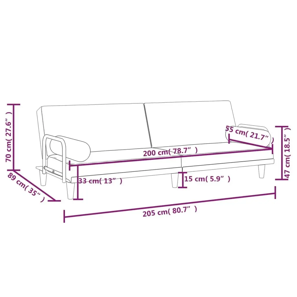 Grey Sofa Bed with Armrests for Home Use