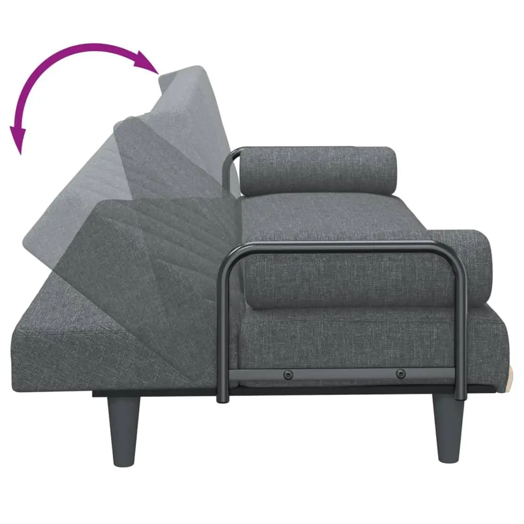 Grey Sofa Bed with Armrests for Home Use