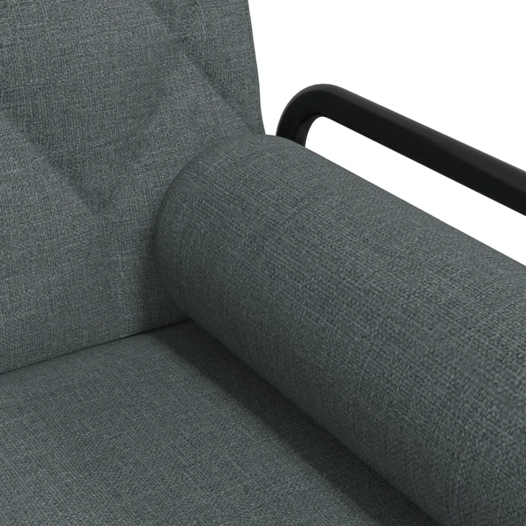 Sofa Bed with Armrests Grey Fabric Adjustable Backrest Sleeper Couch Guest Bed