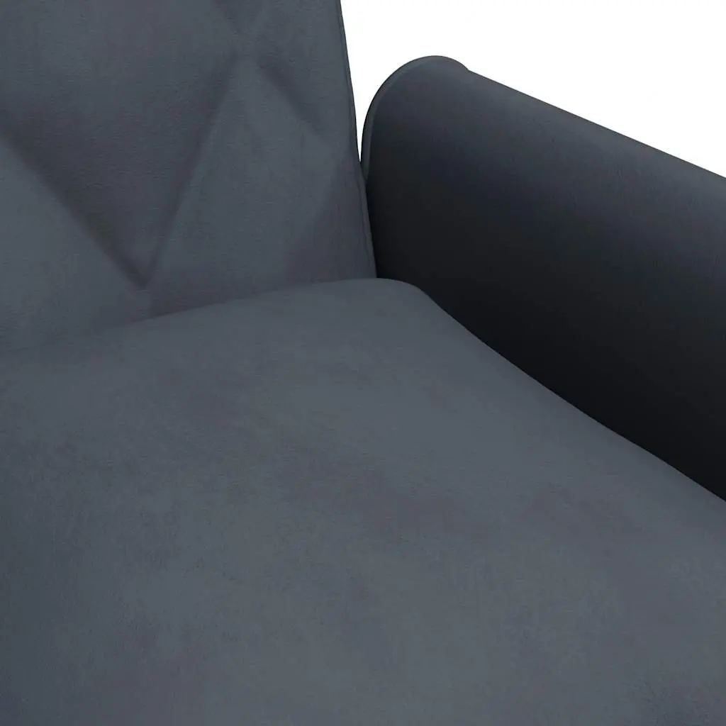 Grey Velvet Sofa Bed with Armrests Adjustable Backrest Sleeper Couch Guest Bed