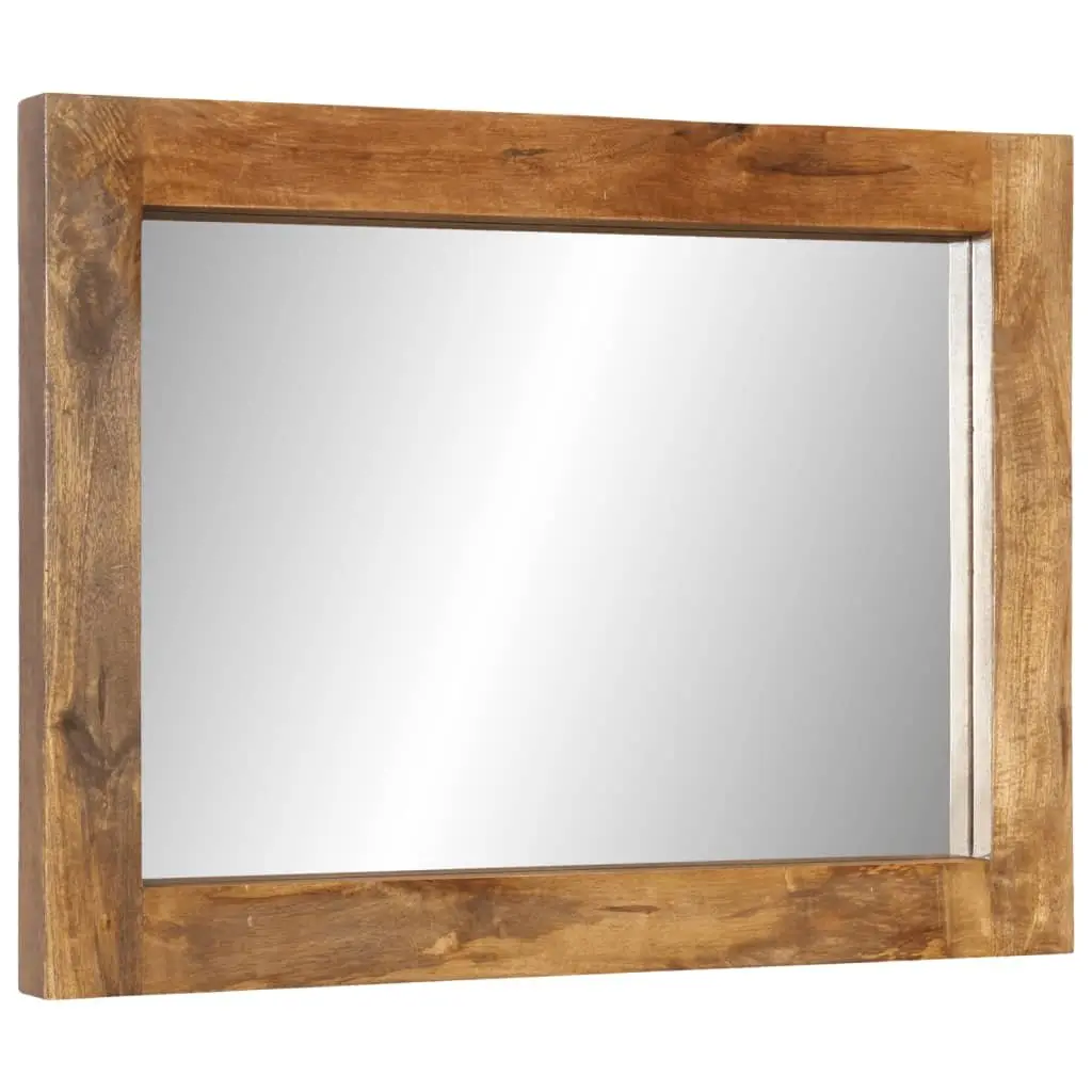 Wall-Mounted Mirror 70x50 cm Solid Mango Wood Frame Glass Bedroom Hallway Decor