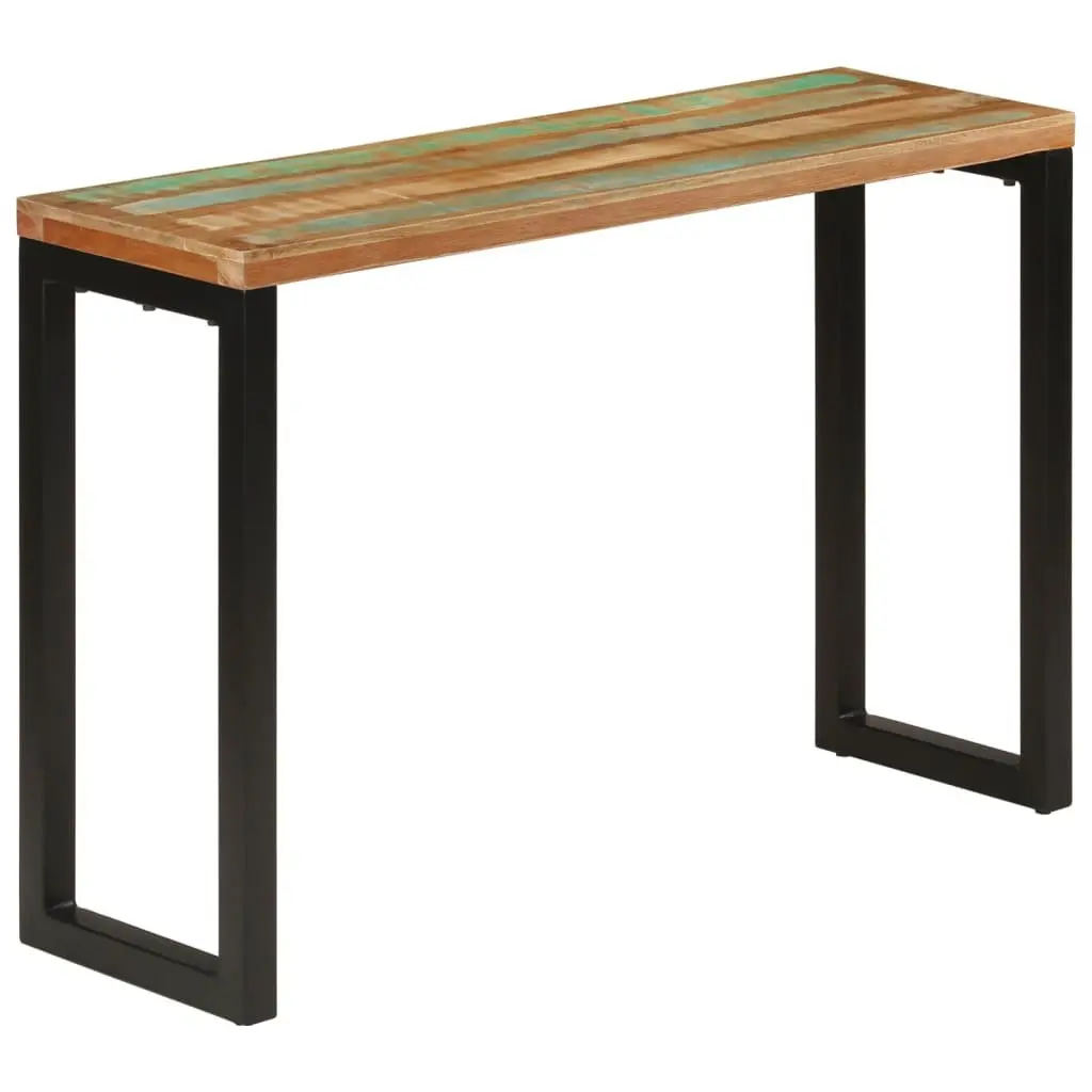 Console Table Solid Reclaimed Wood 110x35x75 cm Multicolour Iron Frame Hall Entryway Accent Furniture