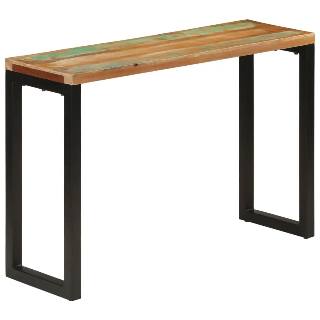 Console Table Solid Reclaimed Wood 110x35x75 cm Multicolour Iron Frame Hall Entryway Accent Furniture